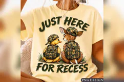 Just Here for Recess Duck Deer PNG, Camo Back to School Product Image 2