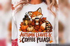 Autumn Leaves Coffee Fox PNG, Cute Fall Fox Design Product Image 1