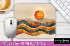 Boho Mouse Pad, Minimalist Landscape Mousepad Sublimation Product Image 1