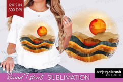 Boho Landscape Round Tshirt Background - Minimalist PNG Product Image 1