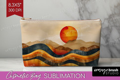 Boho Landscape Cosmetic Bag - Minimalist Makeup Bag PNG Product Image 1