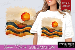 Boho Landscape Square Tshirt Background - Minimalist PNG Product Image 1
