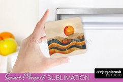 Boho Magnet Sublimation, Minimalist Landscape Magnet Design Product Image 1