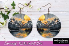 Boho Landscape Round Earring Sublimation, Minimalist Earring Product Image 1