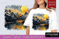 Boho Landscape Square Tshirt Background - Minimalist PNG Product Image 1