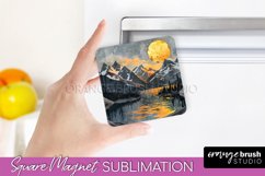 Boho Magnet Sublimation, Minimalist Landscape Magnet Design Product Image 1