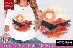 Boho Landscape Round Tshirt Background - Minimalist PNG Product Image 1