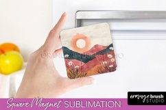 Boho Magnet Sublimation, Minimalist Landscape Magnet Design Product Image 1