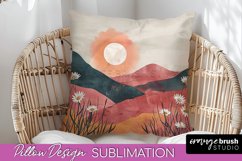 Boho Pillow Cover - Minimalist Landscape Pillow Sublimation Product Image 1