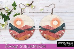 Boho Landscape Round Earring Sublimation, Minimalist Earring Product Image 1