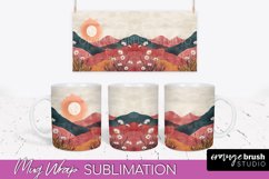 Boho Mug Wrap - Minimalist Landscape Mug Sublimation Design Product Image 1