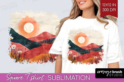 Boho Landscape Square Tshirt Background - Minimalist PNG Product Image 1