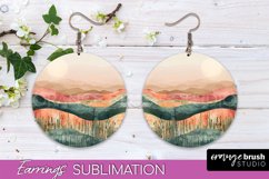 Boho Landscape Round Earring Sublimation, Minimalist Earring Product Image 1