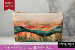 Boho Landscape Cosmetic Bag - Minimalist Makeup Bag PNG Product Image 1