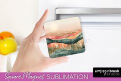 Boho Magnet Sublimation, Minimalist Landscape Magnet Design Product Image 1