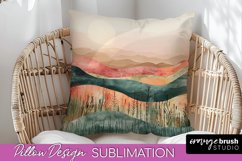 Boho Pillow Cover - Minimalist Landscape Pillow Sublimation Product Image 1