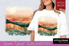 Boho Landscape Square Tshirt Background - Minimalist PNG Product Image 1