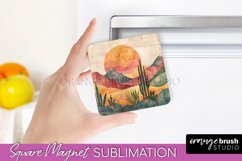 Boho Magnet Sublimation, Minimalist Landscape Magnet Design Product Image 1