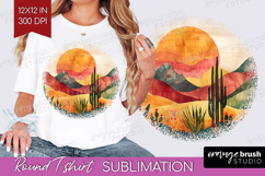 Boho Landscape Round Tshirt Background - Minimalist PNG Product Image 1