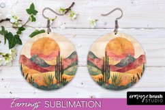 Boho Landscape Round Earring Sublimation, Minimalist Earring Product Image 1