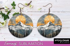 Boho Landscape Round Earring Sublimation, Minimalist Earring Product Image 1