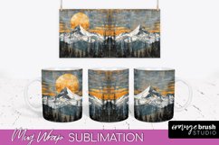 Boho Mug Wrap - Minimalist Landscape Mug Sublimation Design Product Image 1