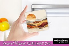 Boho Magnet Sublimation, Minimalist Landscape Magnet Design Product Image 1