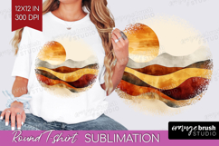 Boho Landscape Round Tshirt Background - Minimalist PNG Product Image 1