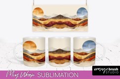 Boho Mug Wrap - Minimalist Landscape Mug Sublimation Design Product Image 1