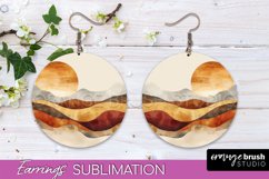 Boho Landscape Round Earring Sublimation, Minimalist Earring Product Image 1