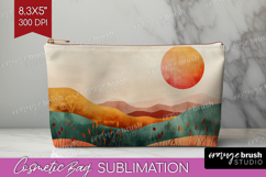 Boho Landscape Cosmetic Bag - Minimalist Makeup Bag PNG Product Image 1
