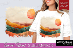 Boho Landscape Square Tshirt Background - Minimalist PNG Product Image 1