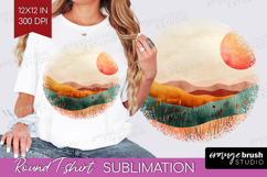 Boho Landscape Round Tshirt Background - Minimalist PNG Product Image 1