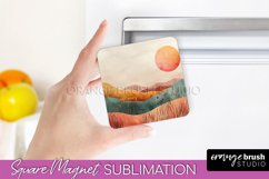 Boho Magnet Sublimation, Minimalist Landscape Magnet Design Product Image 1