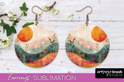 Boho Landscape Round Earring Sublimation, Minimalist Earring Product Image 1