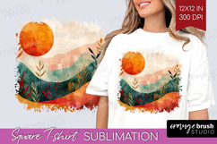 Boho Landscape Square Tshirt Background - Minimalist PNG Product Image 1