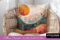 Boho Pillow Cover - Minimalist Landscape Pillow Sublimation Product Image 1