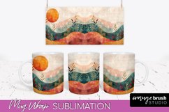 Boho Mug Wrap - Minimalist Landscape Mug Sublimation Design Product Image 1