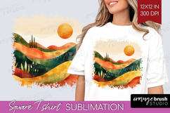 Boho Landscape Square Tshirt Background - Minimalist PNG Product Image 1