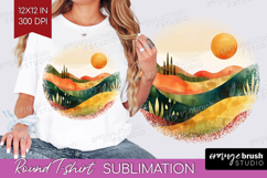 Boho Landscape Round Tshirt Background - Minimalist PNG Product Image 1