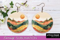 Boho Landscape Round Earring Sublimation, Minimalist Earring Product Image 1