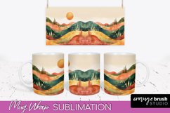Boho Mug Wrap - Minimalist Landscape Mug Sublimation Design Product Image 1