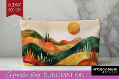 Boho Landscape Cosmetic Bag - Minimalist Makeup Bag PNG Product Image 1