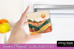 Boho Magnet Sublimation, Minimalist Landscape Magnet Design Product Image 1