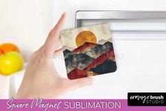 Boho Magnet Sublimation, Minimalist Landscape Magnet Design Product Image 1
