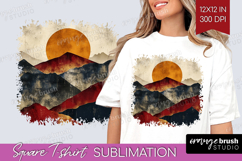 Boho Landscape Square Tshirt Background - Minimalist PNG Product Image 1