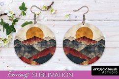 Boho Landscape Round Earring Sublimation, Minimalist Earring Product Image 1