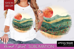 Boho Landscape Round Tshirt Background - Minimalist PNG Product Image 1