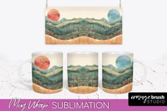 Boho Mug Wrap - Minimalist Landscape Mug Sublimation Design Product Image 1