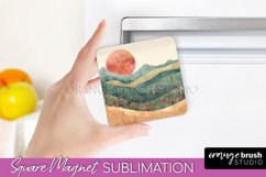 Boho Magnet Sublimation, Minimalist Landscape Magnet Design Product Image 1